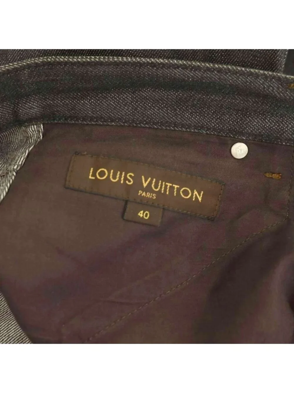 Louis Vuitton Denim Pants Jeans Button Fly Cotton Dark Gray 40